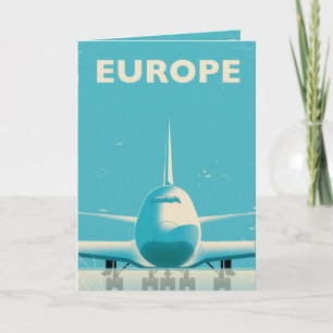 Europe Commercial airliner classic travel poster Holiday Card
