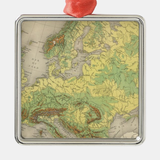 Europe contour map metal ornament (Front)