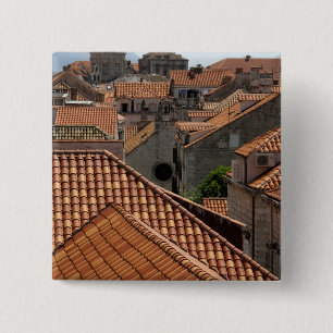 Europe, Croatia. Medieval walled city of 2 Inch Square Button