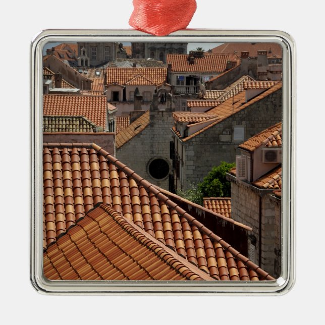 Europe, Croatia. Medieval walled city of 2 Metal Ornament (Front)