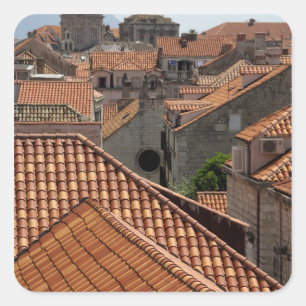 Europe, Croatia. Medieval walled city of 2 Square Sticker