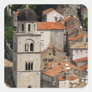 Europe, Croatia. Medieval walled city of Square Sticker
