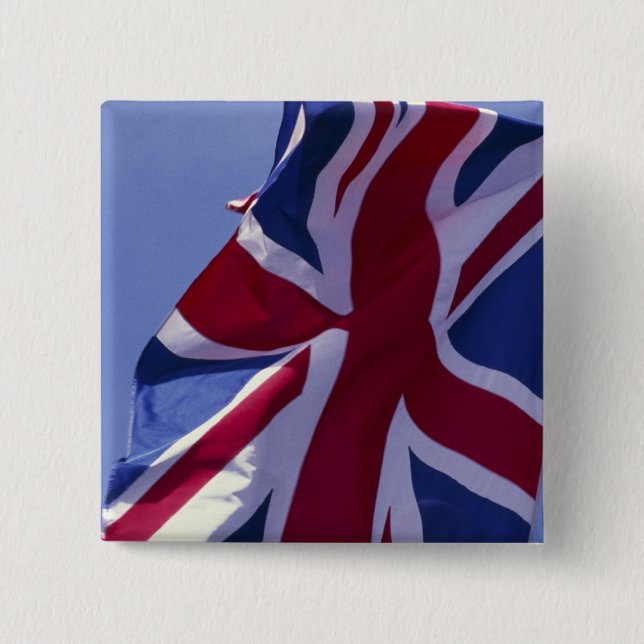 Europe, England, British flag 2 Inch Square Button (Front)