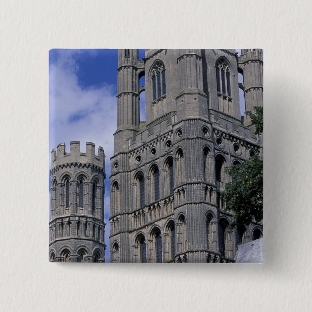 Europe, England, Cambridgeshire, Ely. Ely 2 Inch Square Button (Front)