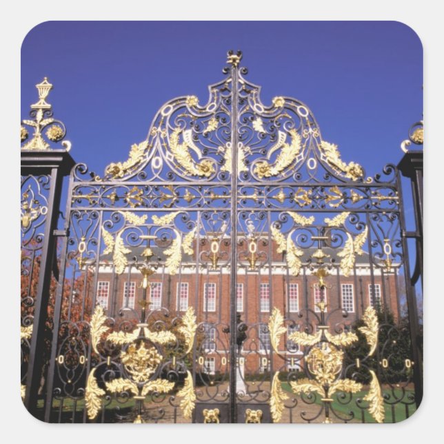 Europe, England, London. Gilded gate outside of Square Sticker (Front)