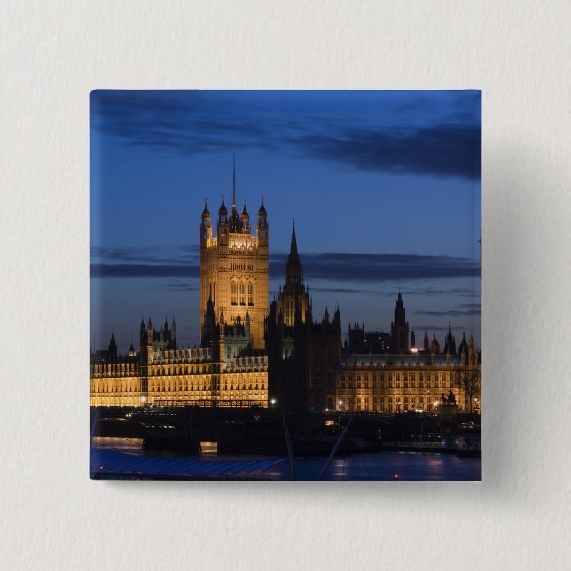 Europe, ENGLAND, London: Houses of Parliament / 2 Inch Square Button (Front)