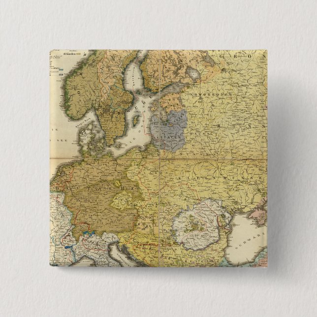 Europe Ethnography Map 2 Inch Square Button (Front)