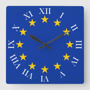 Europe flag square wall clock