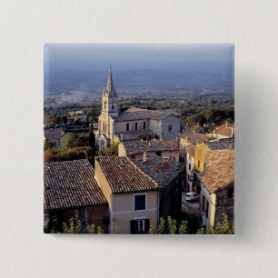 Europe, France, Bonnieux. Sunset light falls 2 Inch Square Button