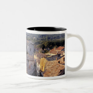 Europe, France, Bonnieux. Sunset light falls Two-Tone Coffee Mug