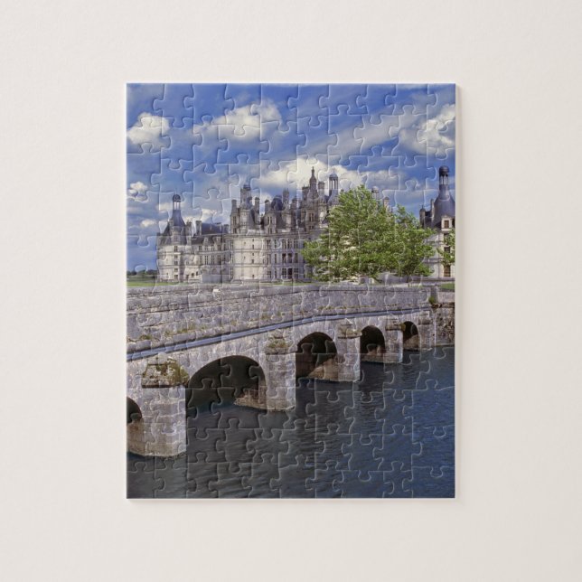 Europe, France, Chambord. A stone bridge leads Jigsaw Puzzle (Vertical)