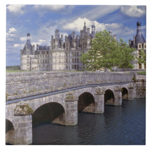 Europe, France, Chambord. A stone bridge leads Tile