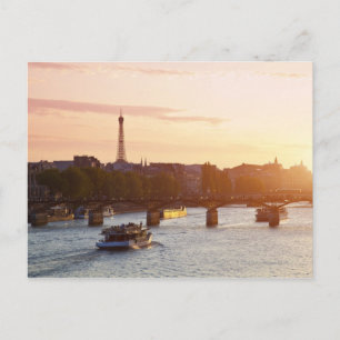 Europe, France, Paris (75), Tourist Boat on Postcard