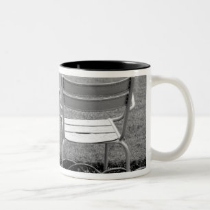 Europe, France, Paris. Chairs, Jardin du 2 Two-Tone Coffee Mug