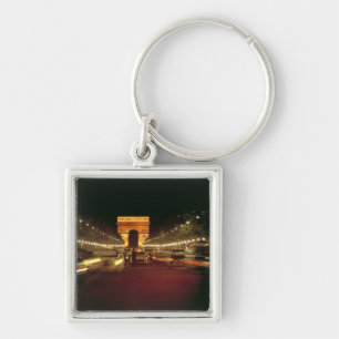 Europe, France, Paris. Evening traffic rushes Keychain