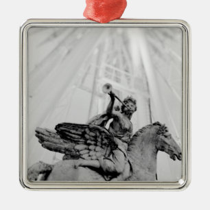 Europe, France, Paris. Statue and Ferris Wheel, 2 Metal Ornament