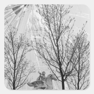Europe, France, Paris. Statue and Ferris Wheel, Square Sticker