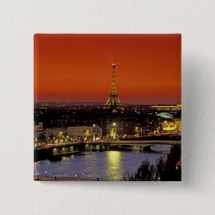 Europe, France, Paris. Sunset view of Eiffel 2 Inch Square Button