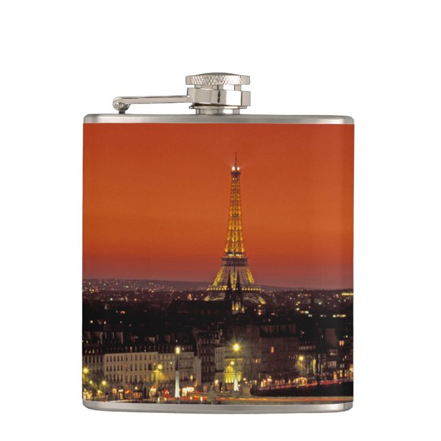 Europe, France, Paris. Sunset view of Eiffel Hip Flask (Front)