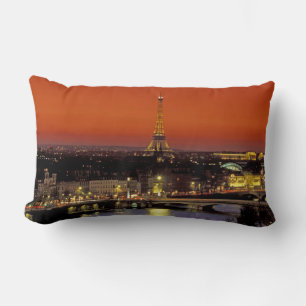 Europe, France, Paris. Sunset view of Eiffel Lumbar Pillow