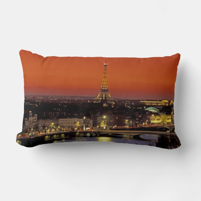 Europe, France, Paris. Sunset view of Eiffel Lumbar Pillow (Front)