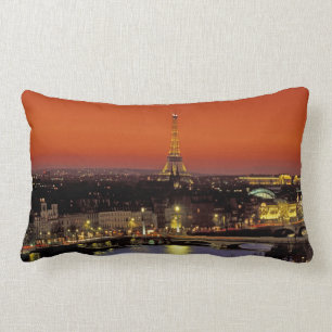 Europe, France, Paris. Sunset view of Eiffel Lumbar Pillow