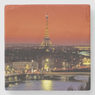 Europe, France, Paris. Sunset view of Eiffel Stone Coaster