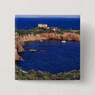 Europe, France, Theoule-sur-Mer. A tile-roofed 2 Inch Square Button