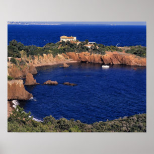 Europe, France, Theoule-sur-Mer. A tile-roofed Poster