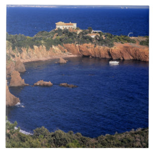 Europe, France, Theoule-sur-Mer. A tile-roofed Tile