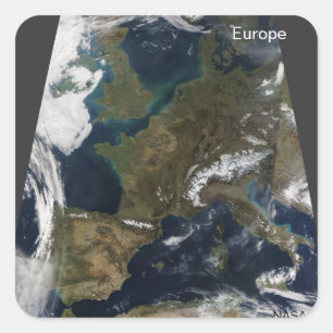 Europe from Space, NASA Satellite Photo Square Sticker