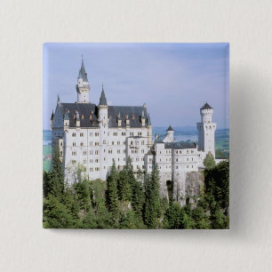 Europe, Germany, Neuschwanstein Castle, built 2 Inch Square Button