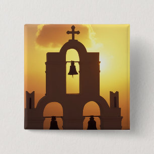 Europe, Greece, Cyclades Islands, Santorini, 2 Inch Square Button