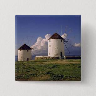Europe, Greece, Mykonos. White-washed 2 Inch Square Button