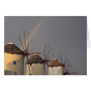 Europe, Greece, Mykonos. wind mill with rainbow