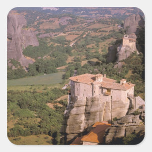 Europe, Greece, Thessaly, Meteora, Kastraki. Square Sticker