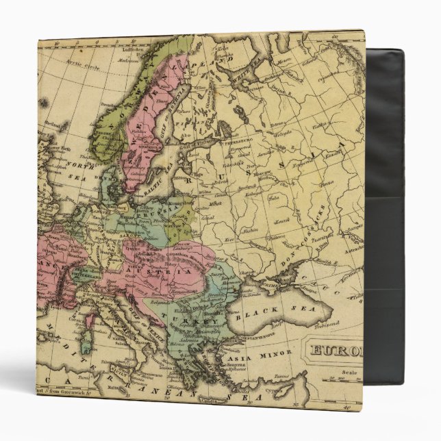 Europe Hand Coloured Atlas Map 2 Binder (Front/Inside)