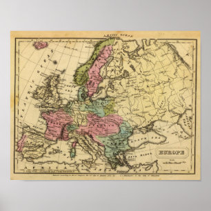 Europe Hand Coloured Atlas Map 2 Poster