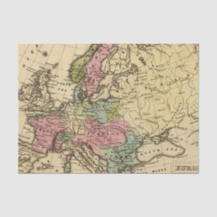 Europe Hand Coloured Atlas Map 2 Tissue Paper