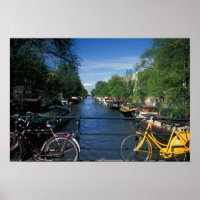 Europe, Holland, Amsterdam, yellow bicycle and