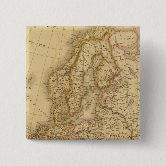 Europe in 1813 2 inch square button (Front)
