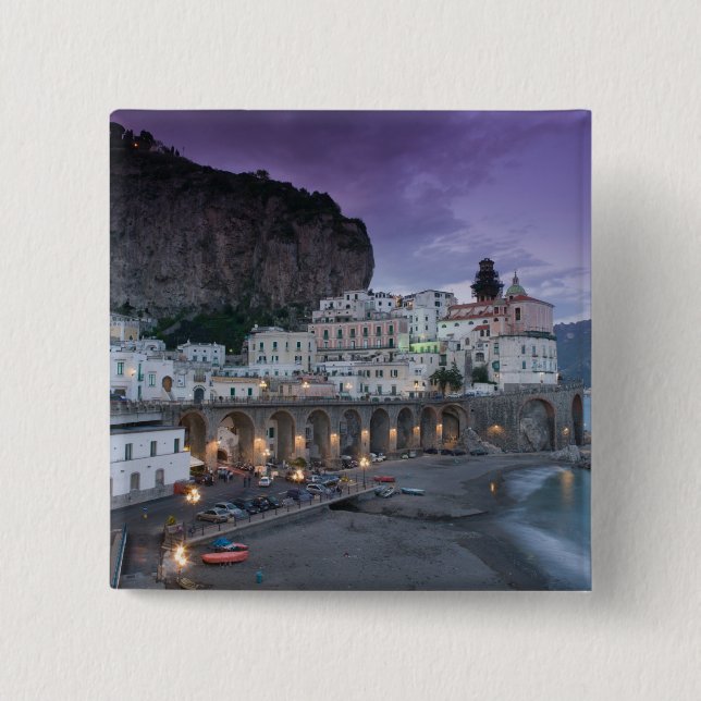 Europe, Italy, Campania (Amalfi Coast) Atrani: 2 Inch Square Button (Front)
