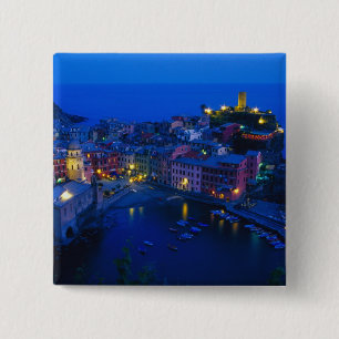 Europe, Italy, Cinque Terre, Vernazza. Hillside 2 Inch Square Button