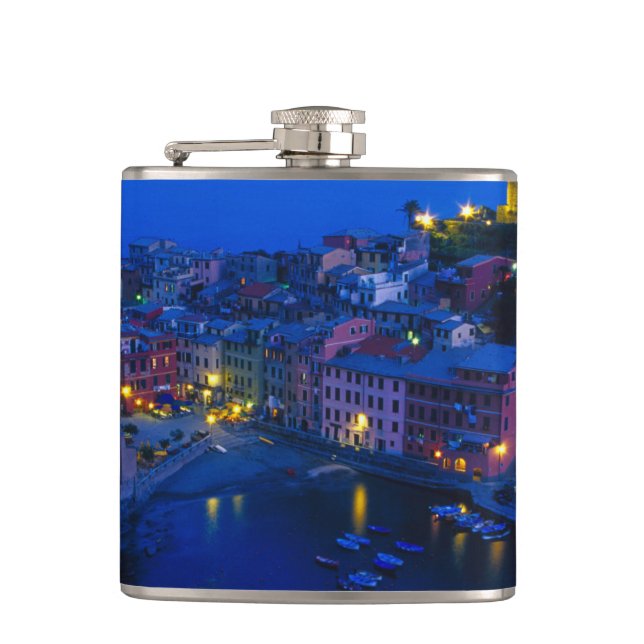 Europe, Italy, Cinque Terre, Vernazza. Hillside Hip Flask (Front)