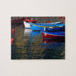 Europe, Italy, Cinque Terry, boats in Vernazza Jigsaw Puzzle