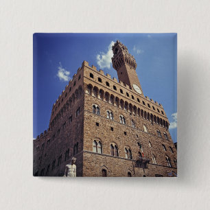 Europe, Italy, Florence. The medieval Plazzo 2 Inch Square Button