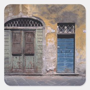 Europe, Italy, Lucca. These old doors add Square Sticker