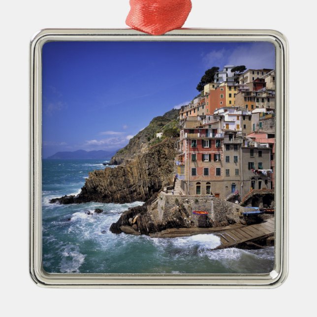 Europe, Italy, Riomaggiore. Riomaggiore is built Metal Ornament (Front)