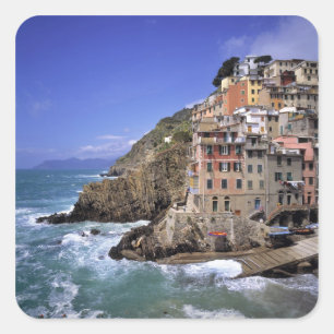 Europe, Italy, Riomaggiore. Riomaggiore is built Square Sticker