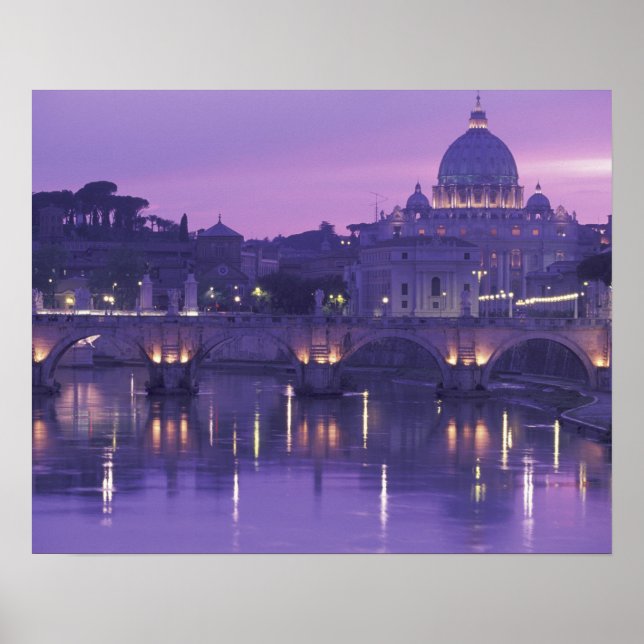 Europe, Italy, Rome. St. Peter's and Ponte Sant Poster (Front)